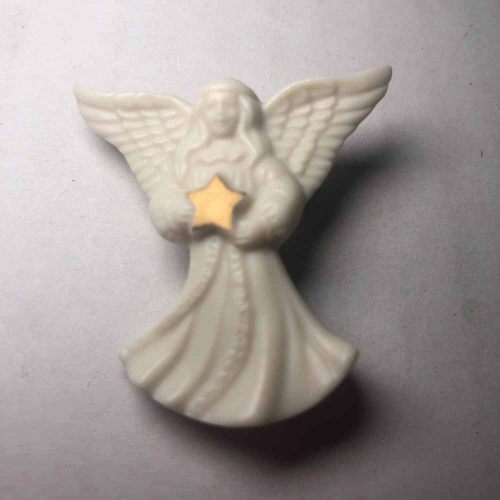 Vintage Signed Lenox Angel Wing Star Off White Gold Tone Christian Brooch Pin - Picture 6 of 8